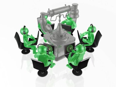 beyaz zemin üzerine retro telefon ile mans