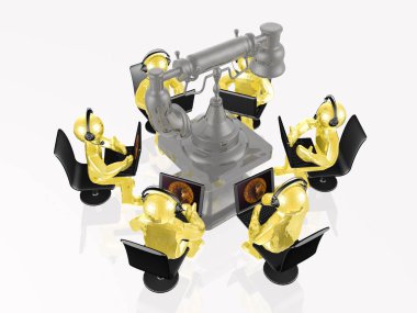 beyaz zemin üzerine retro telefon ile mans