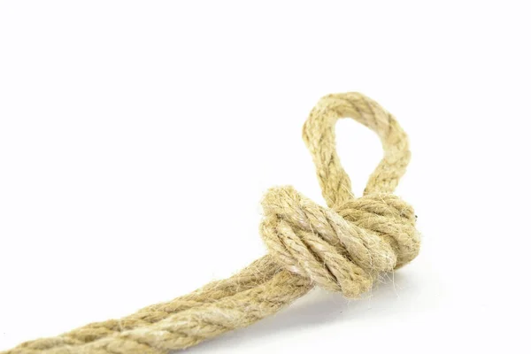 Rope with knot on the white background — Stock Photo, Image