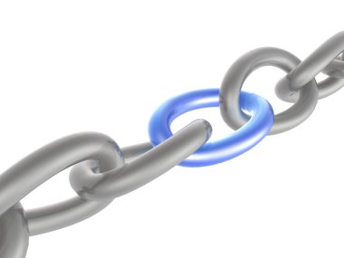 Mavi bağlantı, beyaz arka plan ile gri zinciri