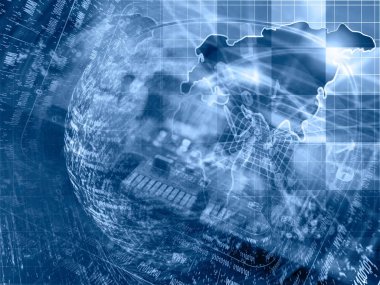 Basamak, harita ve aygıt - soyut bilgisayar arka plan