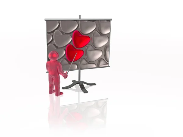 Röd och grå hjärtan på skärmen på vit bakgrund — Stockfoto