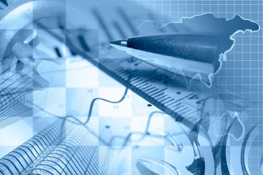 Harita, grafik, dişli ve Binalar ile finansal arka plan