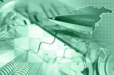 Harita, grafik, dişli ve Binalar ile finansal arka plan