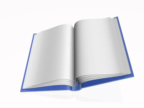 Modrá kniha, bílé reflexní pozadí — Stock fotografie