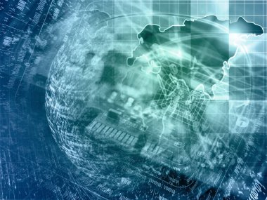 Basamak, harita ve aygıt - soyut bilgisayar arka plan