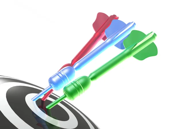 Color arrows on the target, white background — Stock Photo, Image