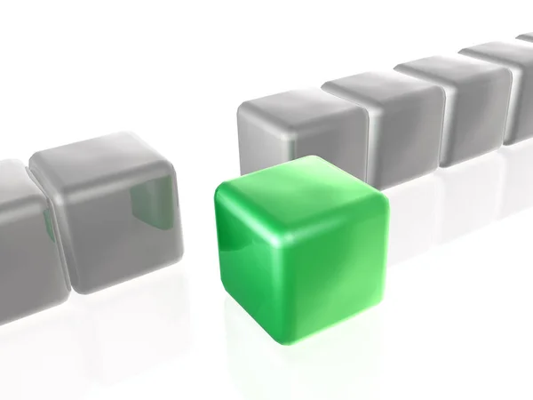 추상적인 배경으로 녹색 및 회색 큐브 — 스톡 사진
