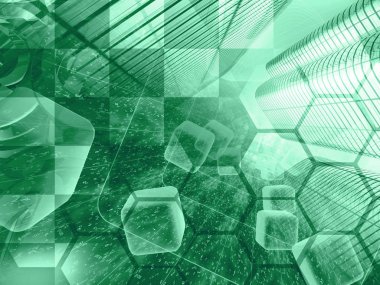 Binalar, küpler ve basamak - soyut bilgisayar arka plan