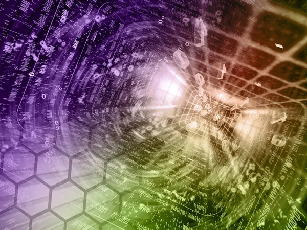 Computer background with tunnel and digits — Stock Photo, Image