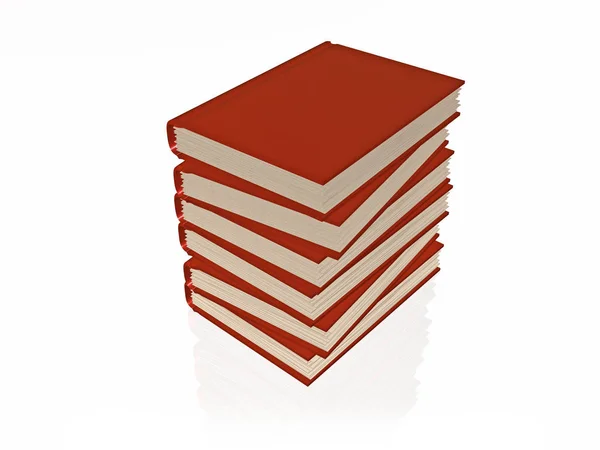 Stack of red books, white reflective background — Stock Photo, Image