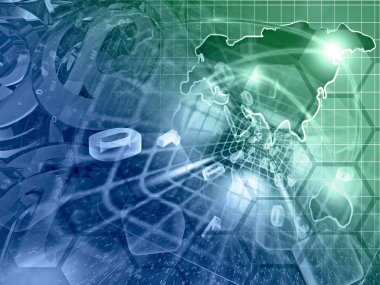 Basamak, posta işaretleri ve harita bilgisayar arka plan