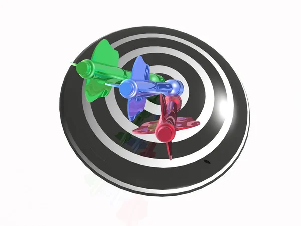 Color arrows on the target, white background — Stock Photo, Image