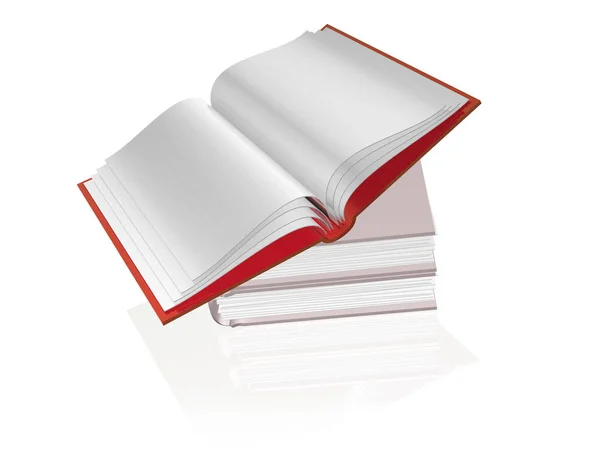 Beyaz yansıtıcı arka planda kitap yığını — Stok fotoğraf