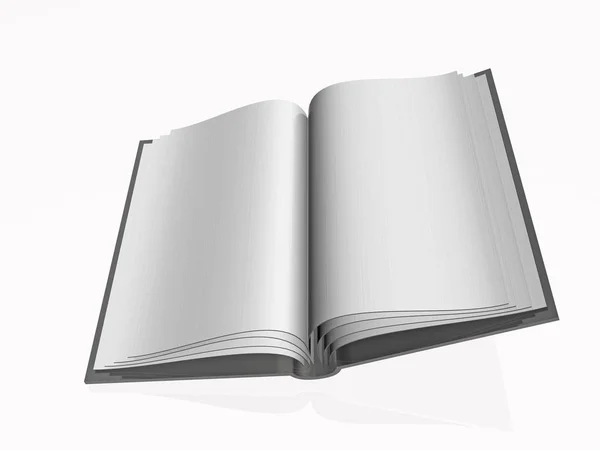 Graues Buch, weißer reflektierender Hintergrund — Stockfoto