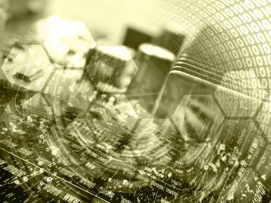 Elektronik cihaz ve basamak bilgisayar arka plan