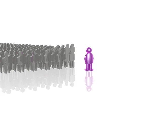 Purple and grey mans on white reflective background — Stock Photo, Image