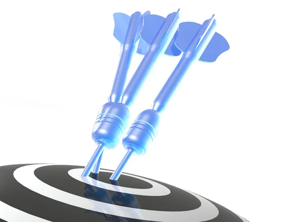 Blue arrows on the target, white background — Stock Photo, Image
