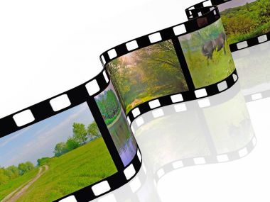 Beyaz arka plan üzerinde renkli fotoğraf (doğa) film rulo