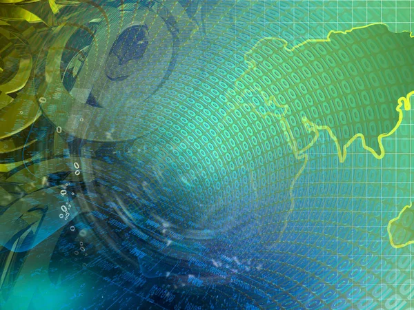 Dígitos y mapa - fondo abstracto del ordenador —  Fotos de Stock