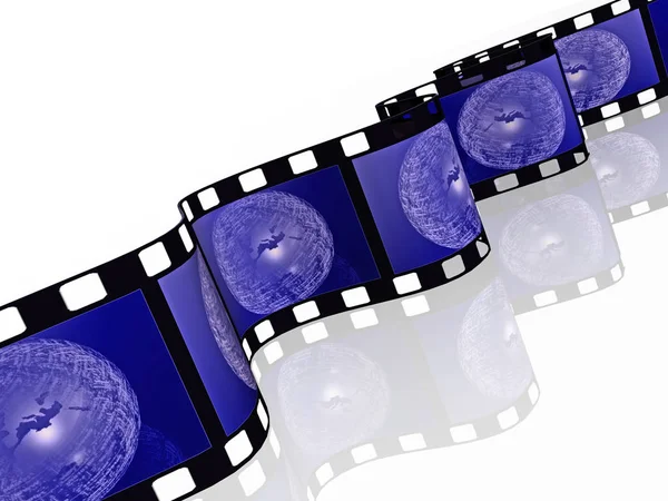 Rotolo di film con immagini a colori (comunicazione) su sfondo bianco — Foto Stock