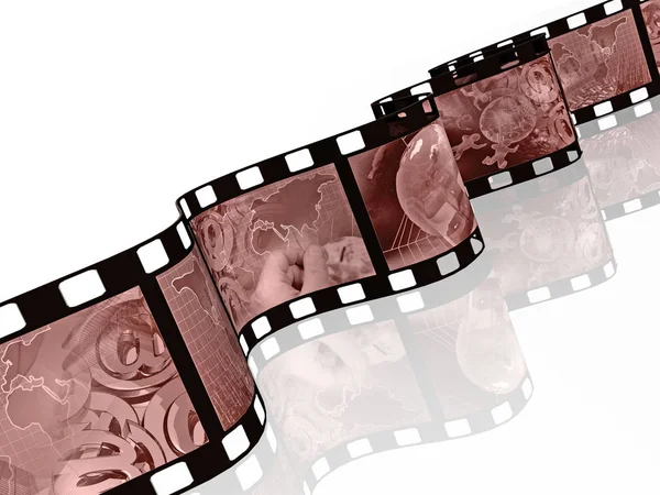 Rotolo di film con immagini seppia (comunicazione) su sfondo bianco — Foto Stock