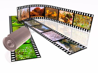 Beyaz arka plan üzerinde renkli fotoğraf (doğa) film rulo