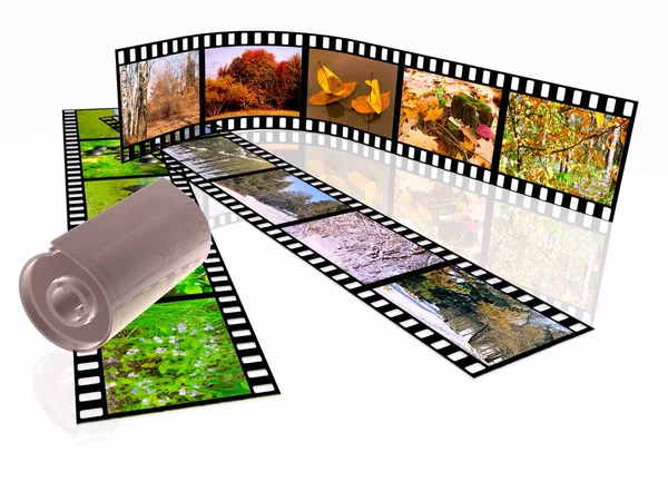 Beyaz arka plan üzerinde renkli fotoğraf (doğa) film rulo