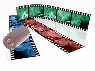 Filmi oynatın tonlu resimler (iletişim) ile beyaz arka plan üzerinde