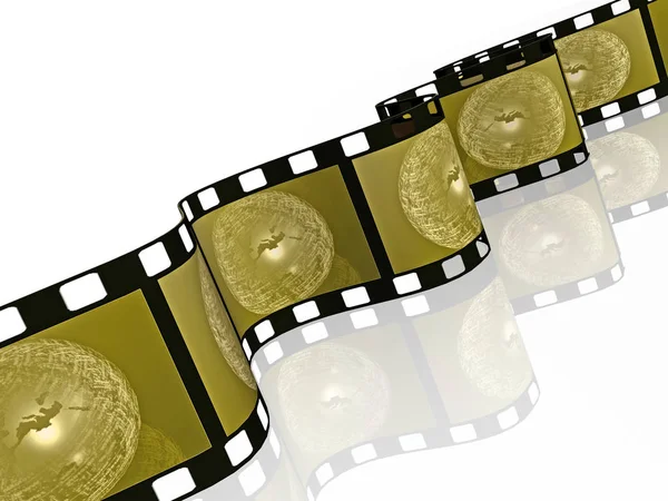 Rolo de filme com imagens tonificadas (comunicação) sobre fundo branco — Fotografia de Stock