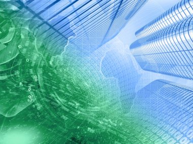 Bilgisayar arka plan binalar, harita ve basamaklı