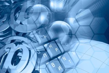 Network Kontrolü-posta işaretleri, toplar, klavye ve Binalar