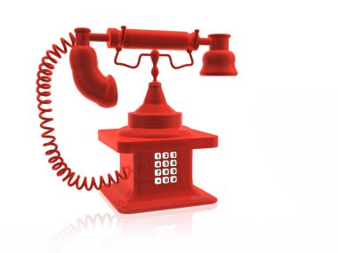 Retro telefon ile beyaz arka plan üzerinde klavye