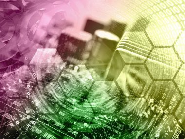 Basamak ve aygıt - soyut bilgisayar arka plan