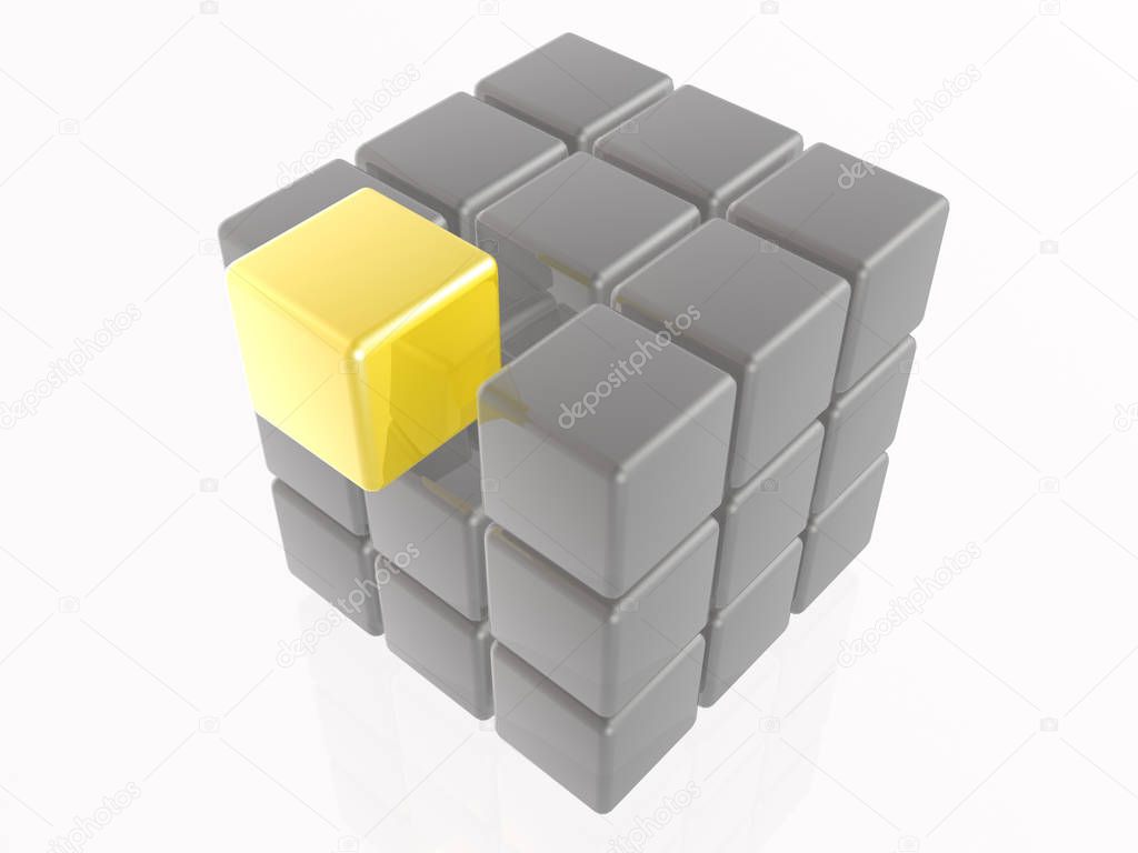 Yellow and grey cubes as abstract background