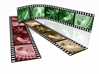 Filmi oynatın tonlu resimler (iletişim) ile beyaz arka plan üzerinde