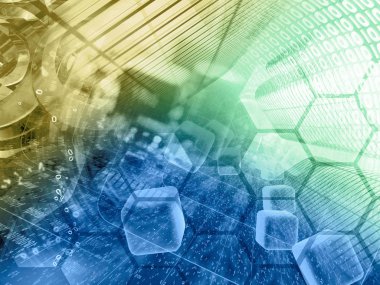 Basamak, aygıt ve küpleri - soyut bilgisayar arka plan