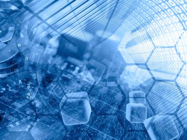 Basamak, aygıt ve küpleri - soyut bilgisayar arka plan