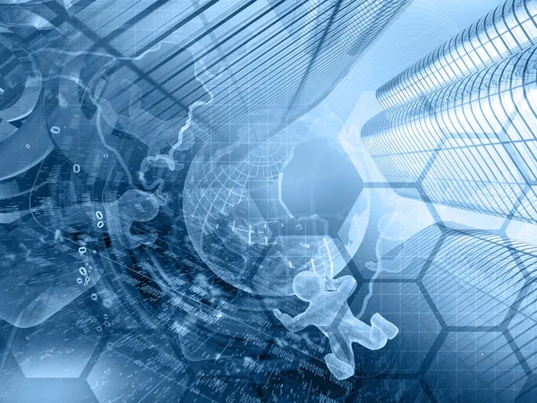 Küre, binalar ve mans - soyut bilgisayar arka plan