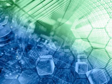 Basamak, aygıt ve küpleri - soyut bilgisayar arka plan