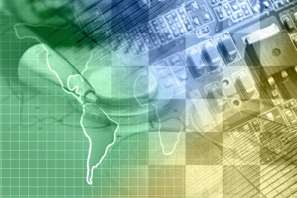 Fundo de negócios com mapa, dispositivo e caneta — Fotografia de Stock