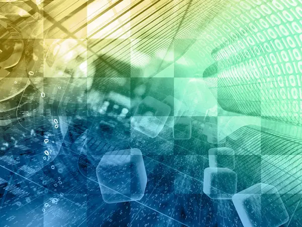 Basamak, binalar ve elektronik aygıt - soyut bilgisayar arka plan