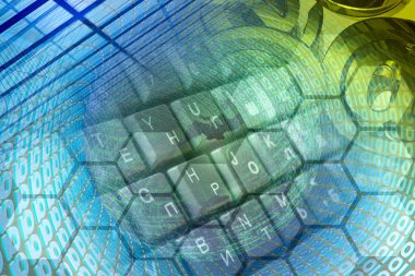 Basamak ve klavye - soyut bilgisayar arka plan