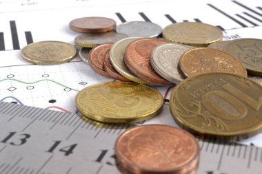 Para, grafik ve cetvel ile finansal arka plan