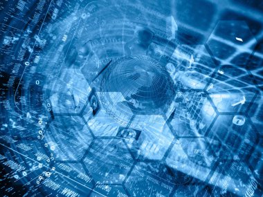 Basamak, adamın ve küre - soyut bilgisayar arka planda blues.