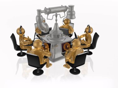 Dizüstü bilgisayarlar ve telefon ile kahverengi mans