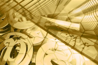 İş geçmişi ile kalem, posta işaretleri ve Binalar