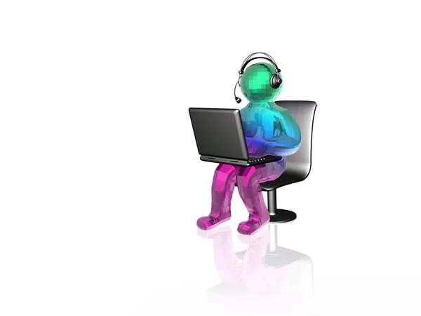 Renk adam beyaz arka plan üzerinde dizüstü bilgisayar ile Stok Fotoğraf