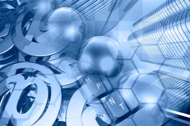 Network Kontrolü-posta işaretleri, toplar, klavye ve Binalar