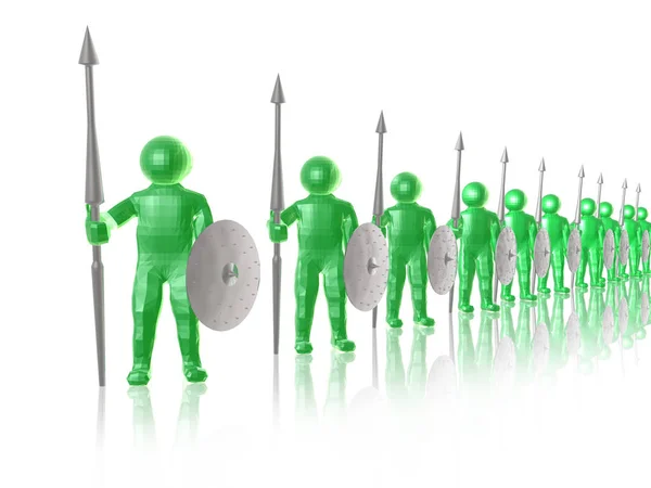 Зелені солдати з білим відбиваючим фоном — стокове фото